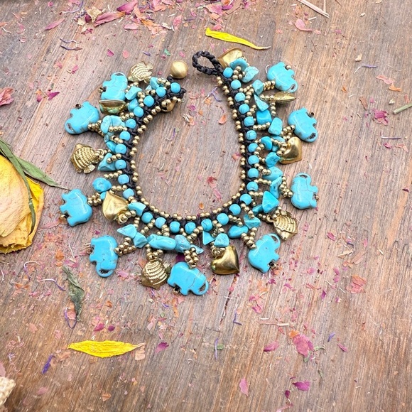 Maximalist turquoise and charms colorful bracelet - Picture 2 of 2